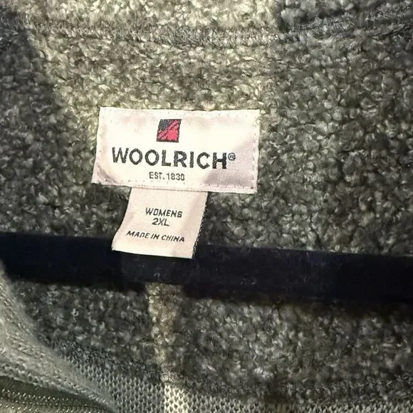 WOOLRICH Vintage Women‎ Sz 2x Jacket Forest Green Sherpa Fleece Teddy - Picture 3 of 6